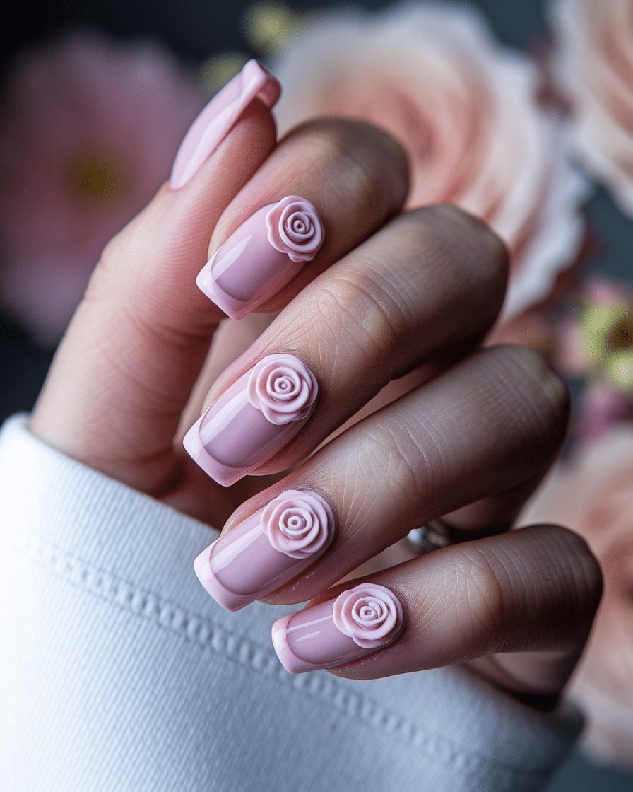 0009_2_a-close-up-photograph-of-a-beautiful-han_D20A9REeStyusjbttEtU3A_1qnKx82LTmmuRfQDF1o49A Elegant Nail Art Ideas Featuring Soft Floral Designs