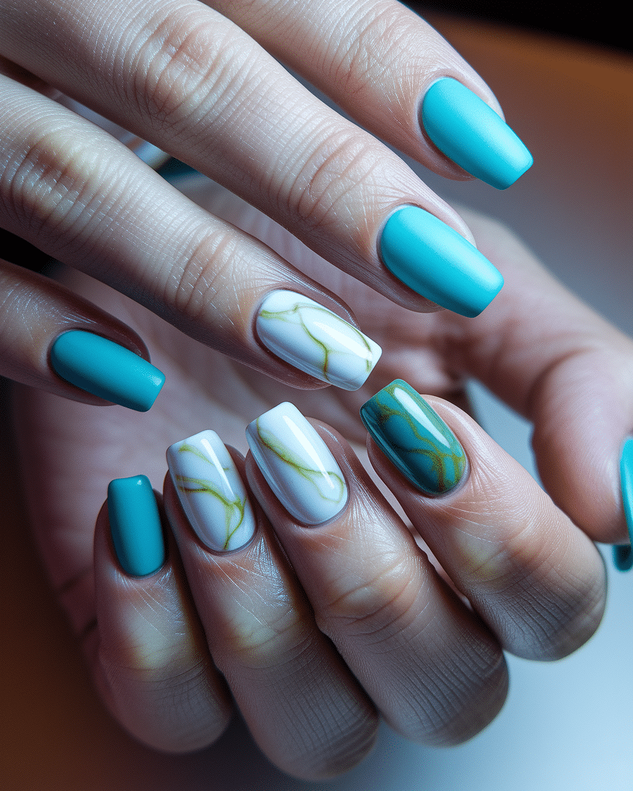0009_3_a-close-up-photograph-captures-the-intri_ssbFgBwNTe-Dl-f8vs6Idw_2akIU5G-RomWOfL0cm11-g Elegant Nail Ideas with Green and Blue Tones for a Fresh, Stylish Look