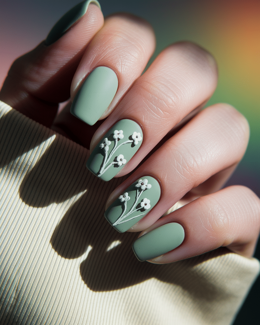 0009_3_a-close-up-photograph-of-a-beautifully-m_kqZ9I7qHQOS5f_hnitAOgg_KzG-JqQBSaqR8aVtsrwI8A_cover Elegant Green Nail Designs with Subtle Floral Accents for a Soft Statement Look