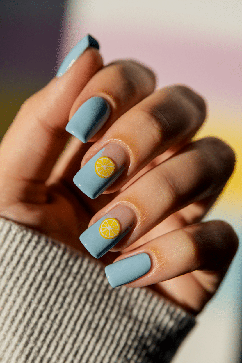0010_1_a-close-up-photograph-of-a-beautifully-m_tD8Sg7WsRommzB7_rXNfYQ_BLedyKX4TieWvIoA6AlAbA_cover Bright and Refreshing Nail Art Ideas with Blue and Yellow Tones