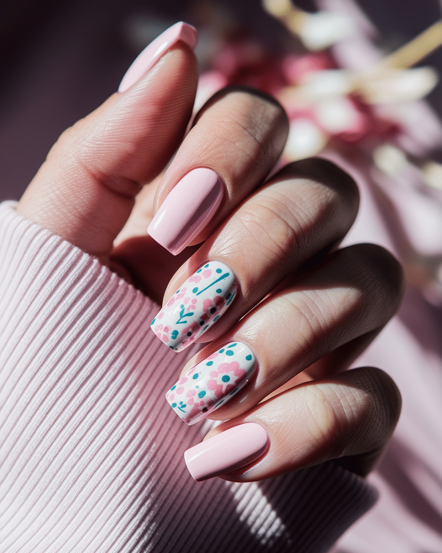 0010_2_a-close-up-photograph-of-a-hand-with-ele_q36PZiDcSoCNT-YQkG87cA_4Xu5Elm6QkiQI-BGZyHSNQ Floral Nail Art Ideas That Make Pink Acrylics Perfect for Summer