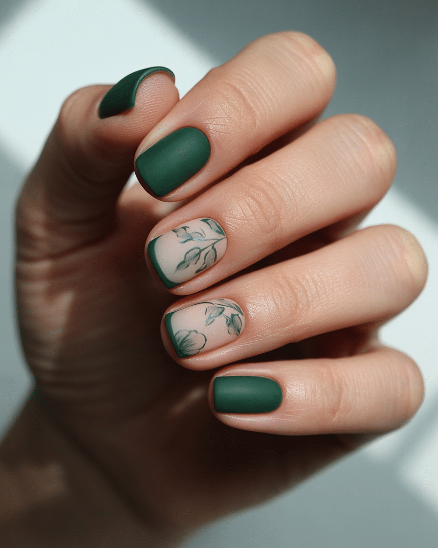 Embracing Natural Elegance: The Rise of Matte Green and Floral Nail Designs in 2025