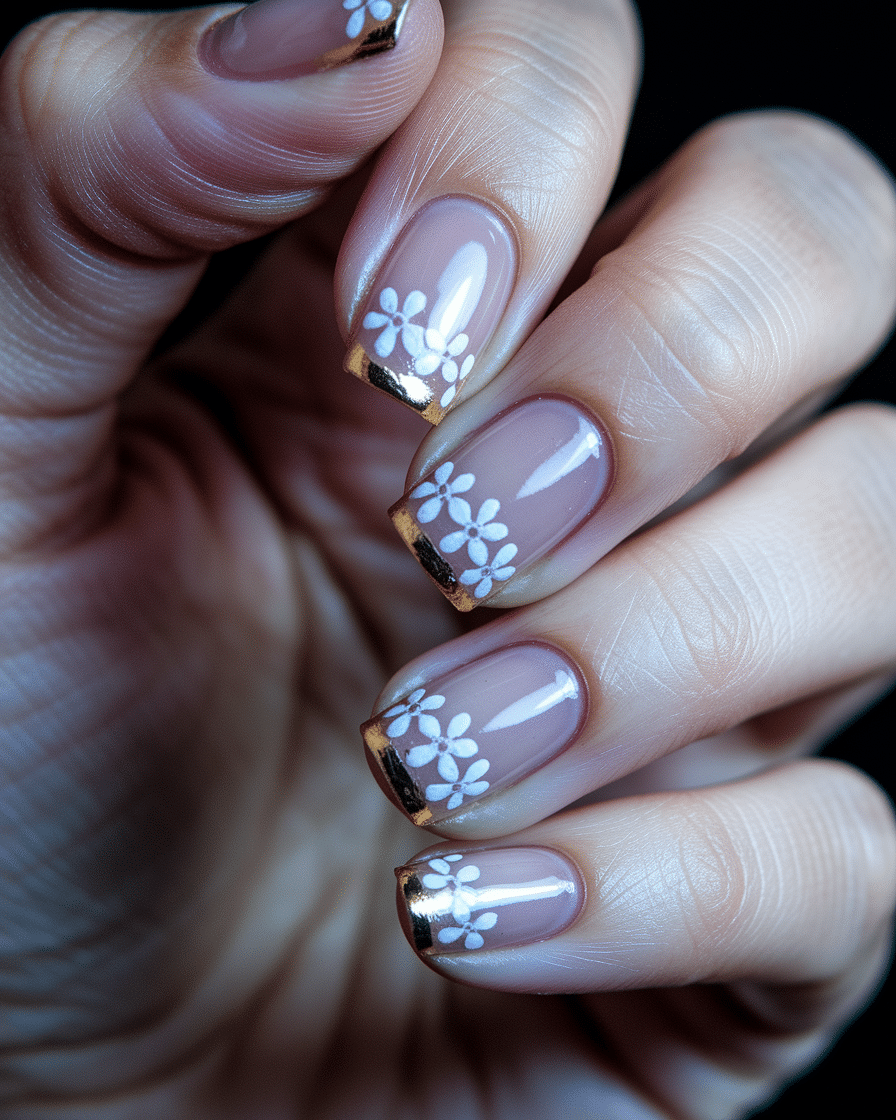 The Timeless Allure of Golden Floral Nail Art