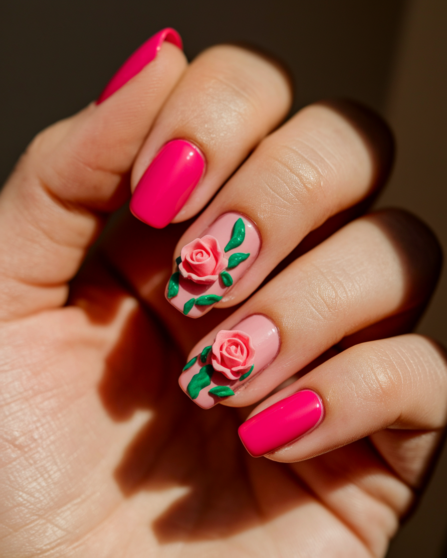0011_1_a-close-up-photograph-of-a-hand-with-ele_7Rq9vrUiTQOdEh9A3oVcig_Bs8Dl5s9T1W89elqJCCMaQ The Best Floral Acrylic Nail Designs in Pink for a Stunning Summer Look