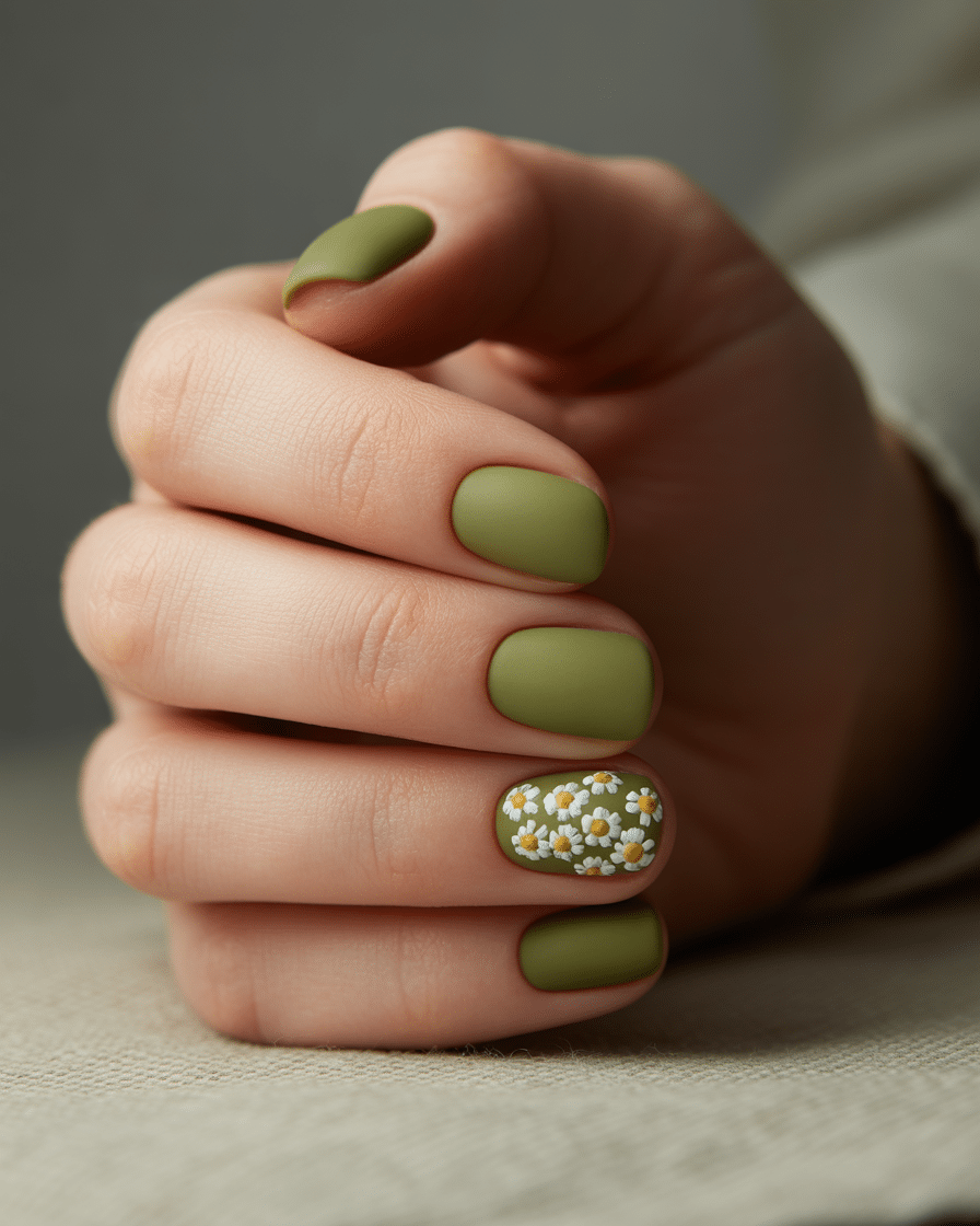 0011_1_a-close-up-studio-photograph-showcasing-__JrAMHsGRseYj7NtnfFM8Q_eAQCyi99RciBkoF9R-SsfQ Embracing Natural Elegance: The Rise of Matte Green and Floral Nail Designs in 2025
