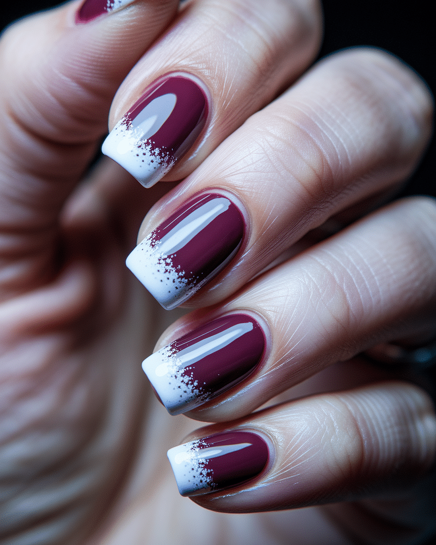0011_3_a-close-up-photograph-captures-a-beautif_8Brqf8GrTJ6oj78IBn_FMQ_rLEI2jw2Qb2mu3G6s4riwA Cozy Nail Trends for the Cold Season: Embracing Burgundy and White Winter Nails