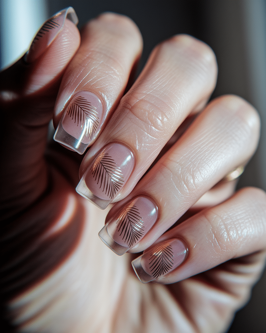 0015_3_a-close-up-photograph-captures-the-intri_iIKZf6SoTrK7HfuLczQUpQ_n5k_s4B5QwOMGSz1_SiZRQ Tropical Nail Designs for Summer: Palm Tree Nail Ideas That Scream Vacation
