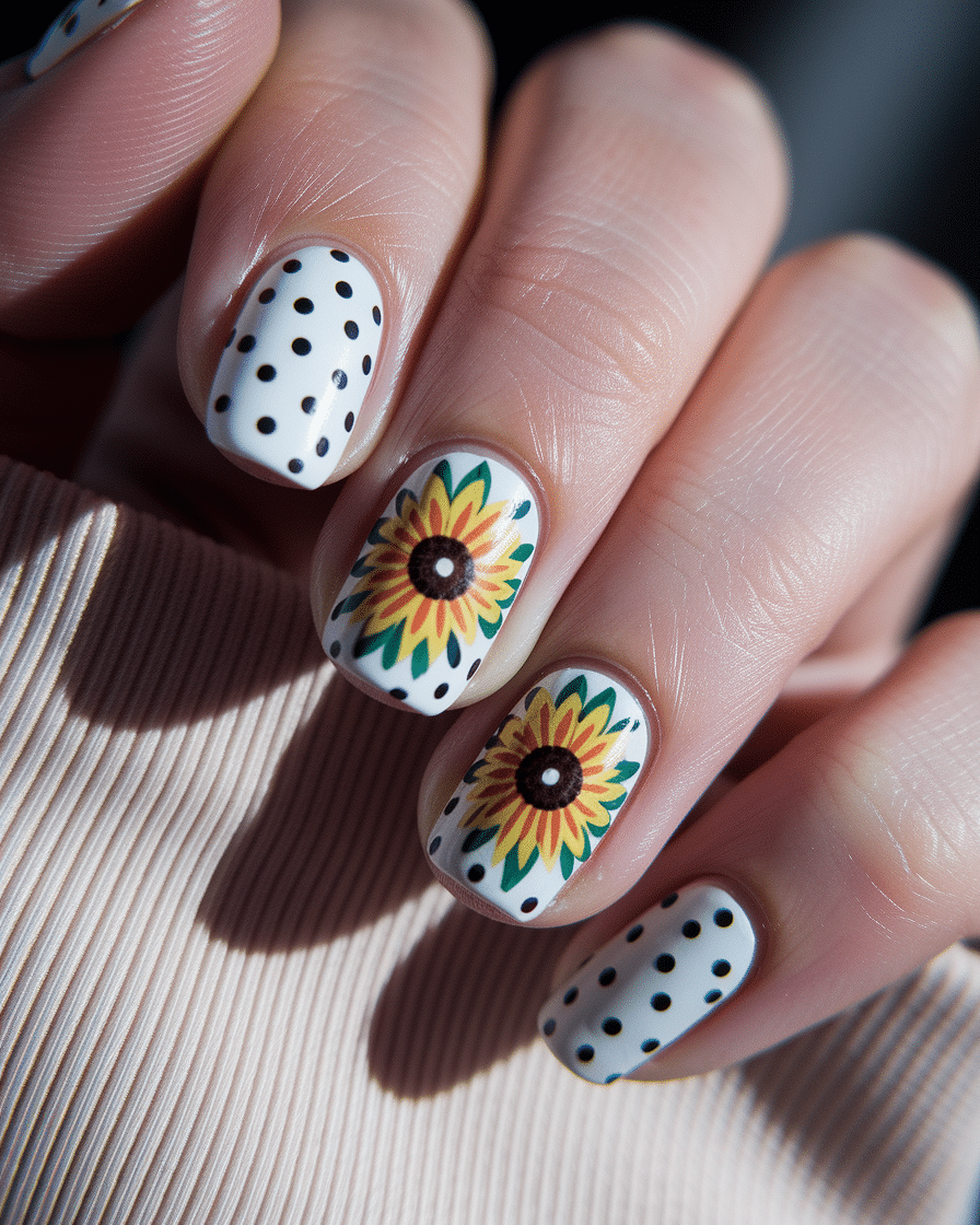 0002_2_a-close-up-photograph-captures-the-intri_HWHCDrt6SYaPb9r3RxjUfg_AWFi-7E6Smy90r-ykF9Q6Q Bright and Beautiful Nail Designs Inspired by Sunflowers
