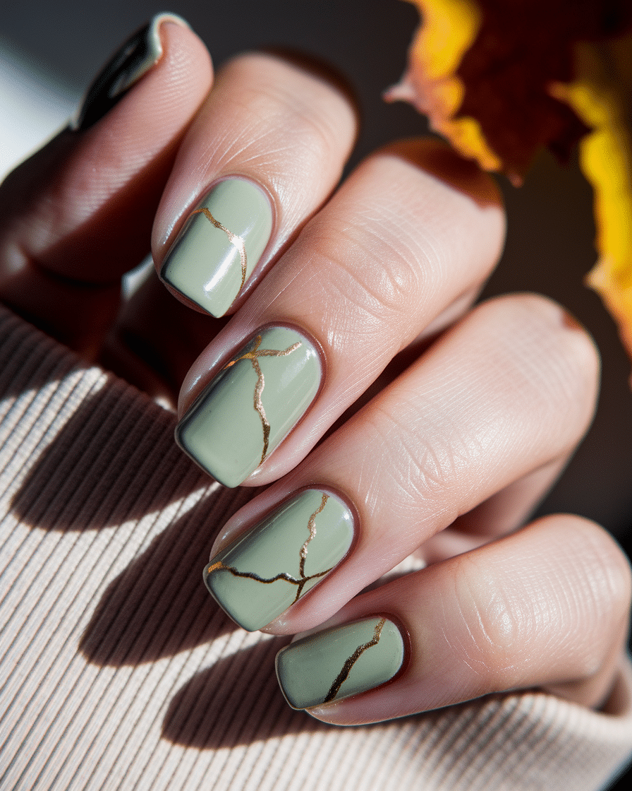0002_3_a-close-up-photograph-captures-the-intri_yvHplg48QZynDx-m_teM9w_rqI8GIbWTJaU3jkm1Qn9kw Elegant Abstract Nail Designs with a Sage Green Twist