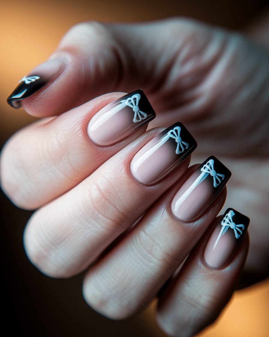 0002_3_a-close-up-photograph-of-a-hand-with-ele_iUST4ok1Sfa6TdeX-Bu4Mg_2CxPyq_GSU-uRWgMXRu-sw Elegant Black Nail Designs with Bows and Polka Dots for a Chic Look