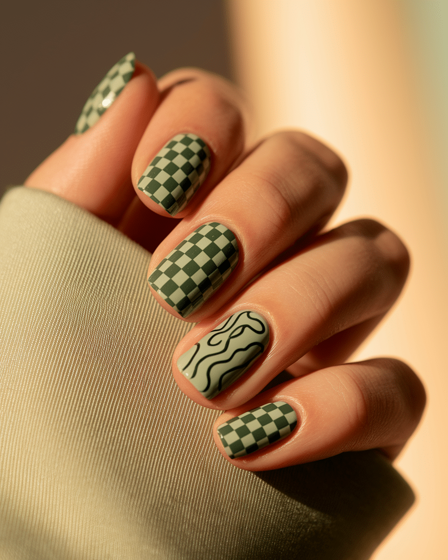 0003_1_a-close-up-photograph-of-a-hand-with-nai__6wMdUwxQImQtLrr8Wie0A_BEdL23uATWWJxuuLWBgDHw_cover Elegant Abstract Nail Designs with a Sage Green Twist