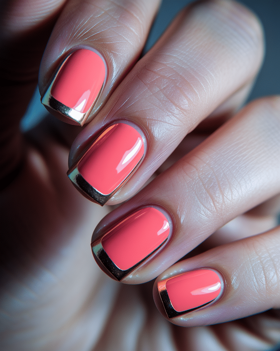 Elegant Nail Design Ideas with Coral and Gold Accents for a Luxurious Look