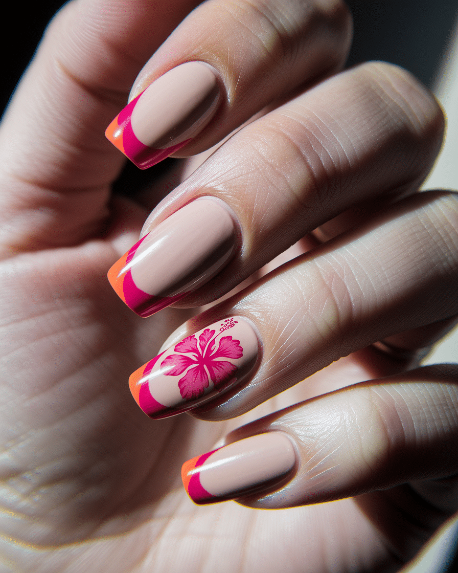 0003_2_a-close-up-photograph-of-a-hand-with-ele_dzoohStRR5Wsbr57_6aiKw_HT0uMdCkSkqTrM49zpjMHQ Floral French Tip Nail Designs That Blend Elegance and Playful Color