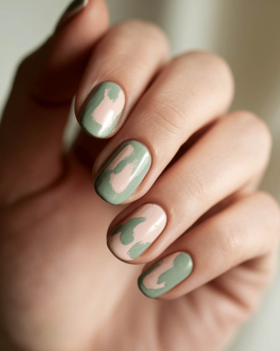 0004_1_a-close-up-photograph-of-a-hand-with-ele_G-pmq7rCRyyFb8nDV0SE6A_pfgSfu6nRa6WeWJHn9NqZw Elegant Abstract Nail Designs with a Sage Green Twist