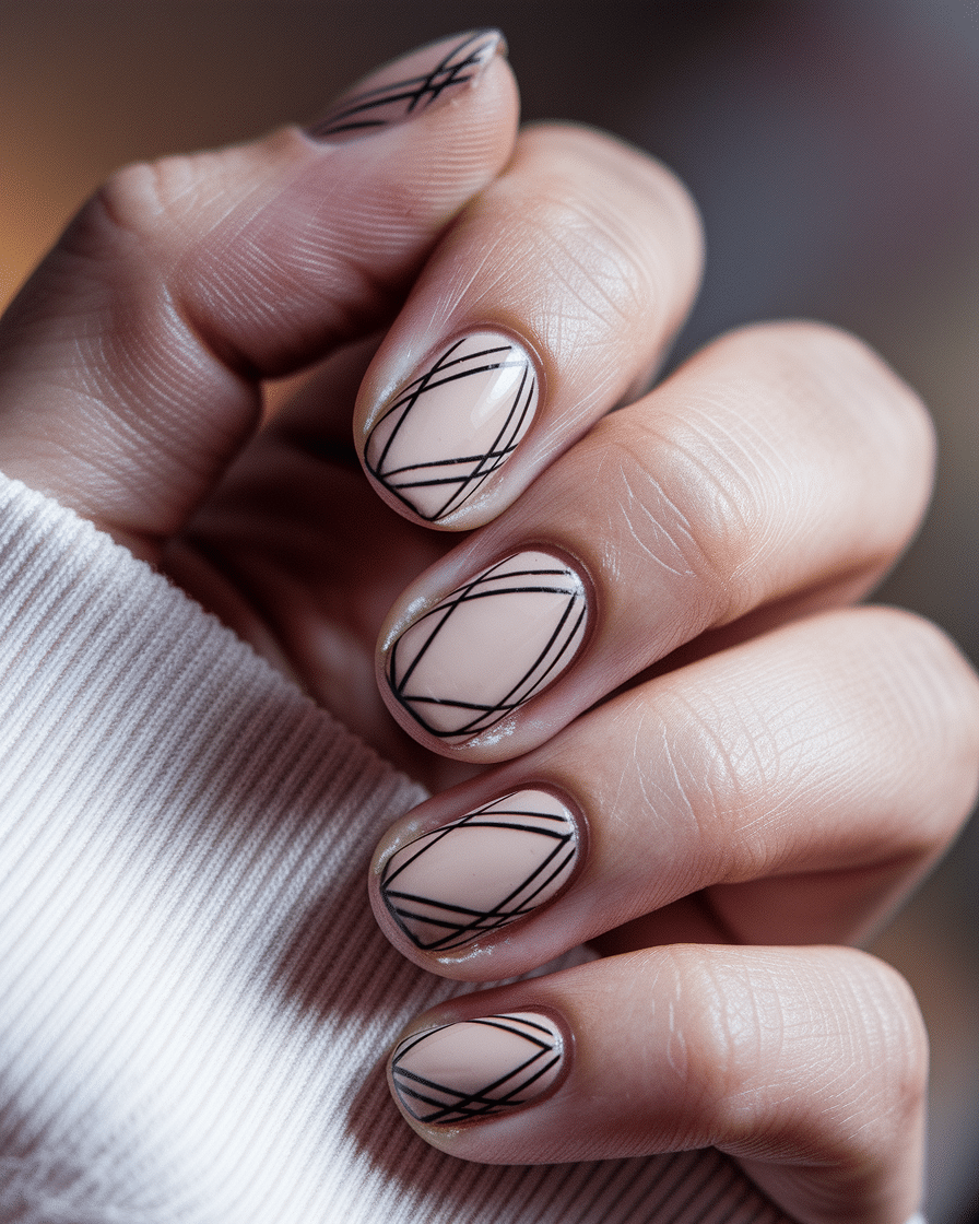0004_2_a-close-up-photograph-captures-the-intri_Y7mv84vLR3yay9wW1P353Q_aAhTmF7FQ_yBnJ7DGtt9Ag Elegant Nail Art Trends with Geometric Designs in Black and Nude