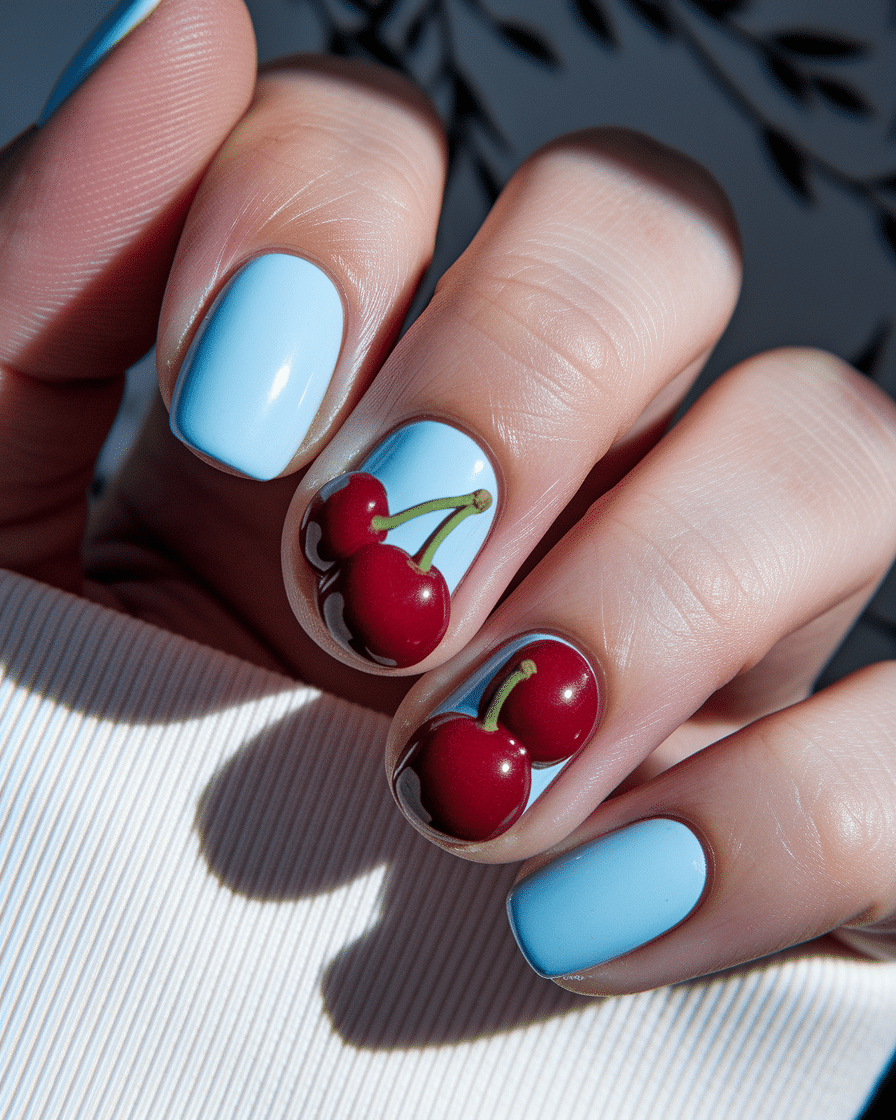 0004_2_a-close-up-photograph-of-a-hand-with-bea_C020opIlQeGhg91fA7kiVQ_QXgneCV5Q7SKpL6Ia1yAxA Cute 3D Nail Designs with Cherry Art for a Sweet and Playful Look