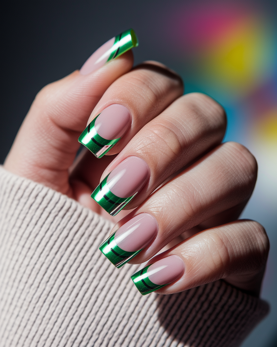 0004_2_in-a-close-up-photograph-a-hand-with-ele_HmUP6n0tTbCoDJSOvJ6LTg_jOAJIPZiRpi1DaQJTqgkIQ The Freshest Nail Trend: Why Green French Tips Are Taking Over This Season