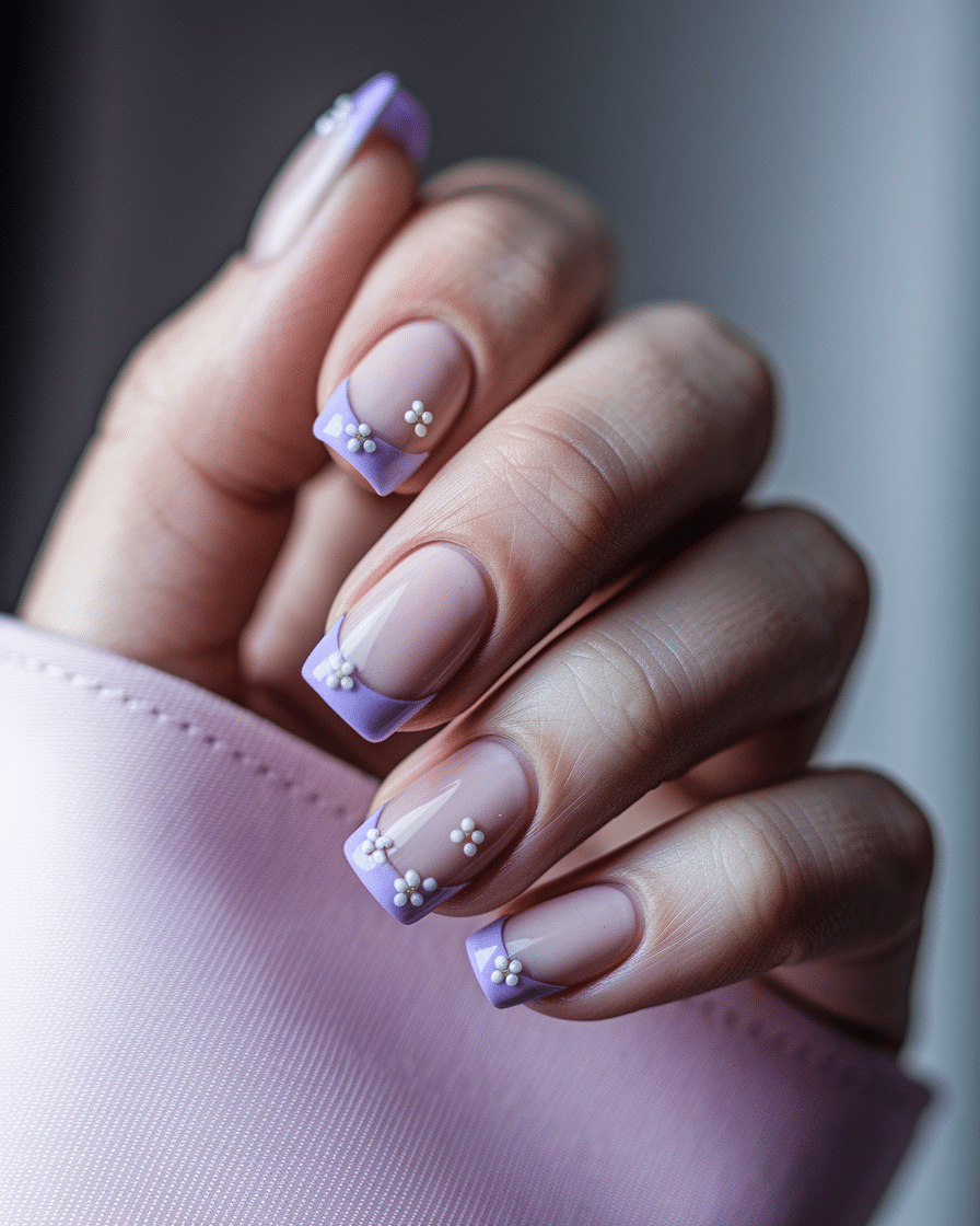 0004_3_a-close-up-photograph-captures-the-exqui_zJICvCvwTQaL-IKGCKgyXg_9TqtMXBEQwGZszwgZ8Gx_Q Elegant French Nail Designs with Floral and Purple Accents
