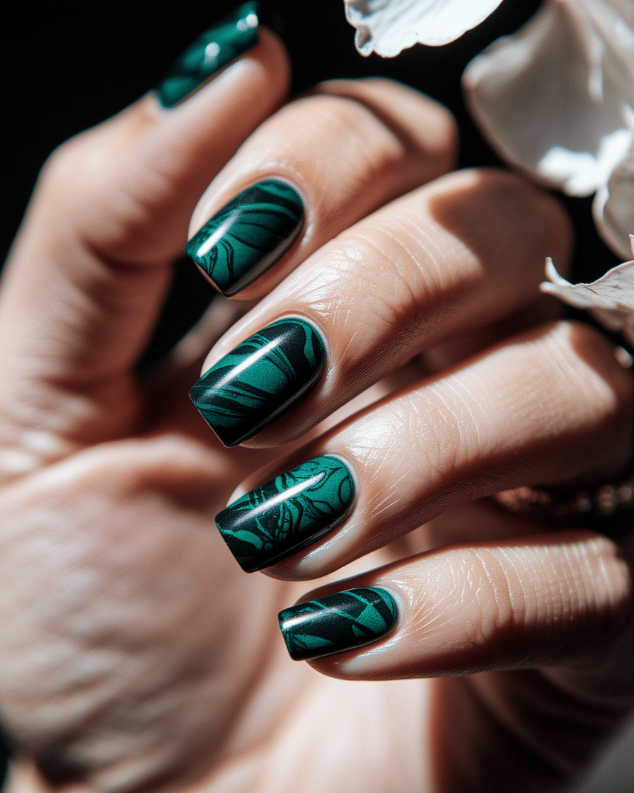 0004_3_a-close-up-photograph-captures-the-intri_aokUlAxeQ8OhGzqjBP_h5A_OxIZfoXXT7KnN2y1C-Xhag Elegant Green Nail Designs That Elevate Your Everyday Look