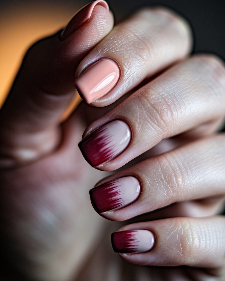 0004_3_a-close-up-photograph-captures-the-intri_zLwsrQY6TZytre_xvNoUlQ_ltAL7VXjTZyN4yJf_9Dpiw Ombre Gradient Nail Designs Inspired by Sunset Colors