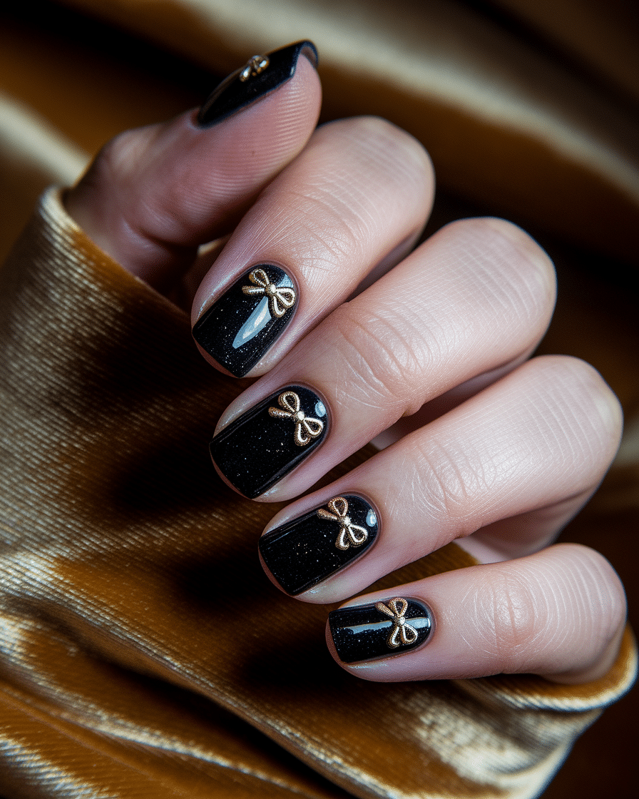 0006_2_a-close-up-photograph-of-a-beautifully-m_DscdfObVRNuHT3AyUJaLtg_iICnhaYOR4OUOtJxIeqedw Elegant Black Nail Designs with Bows and Polka Dots for a Chic Look
