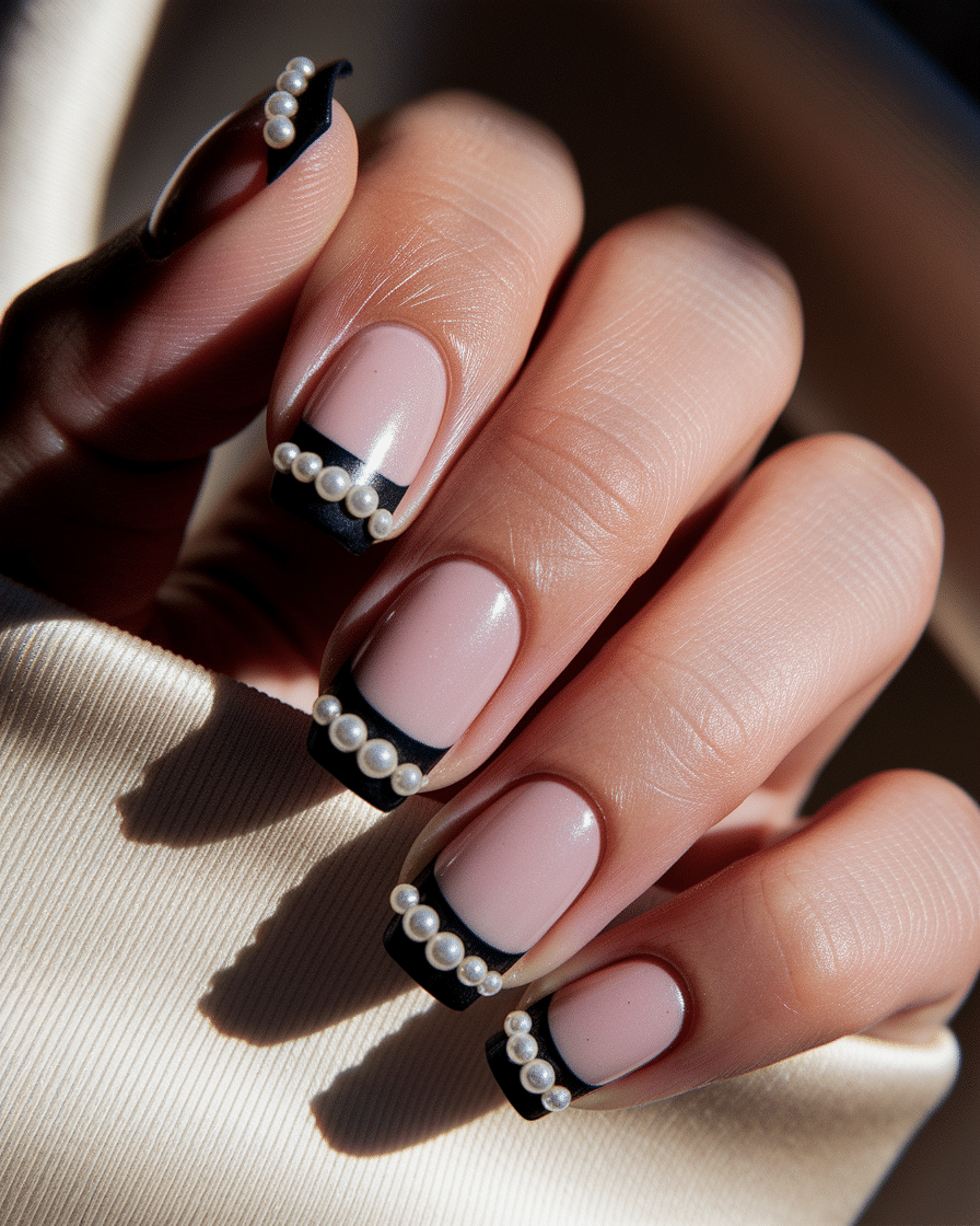 Elegant Nail Trends with Pearls and French Tips for a Timeless Look