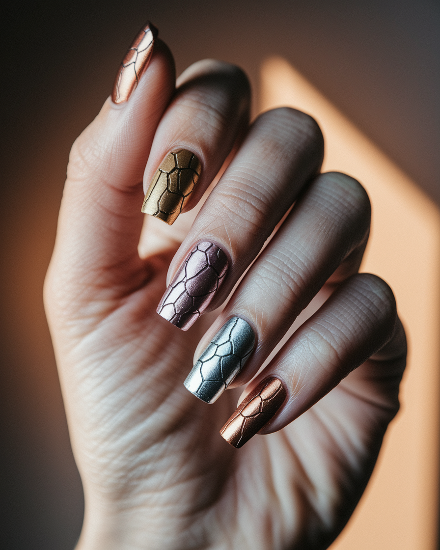 0006_3_in-a-close-up-photograph-the-hand-is-gra_dXAwiEjLQRWwWhgQgiwXng_40Yd82pTRKqeIgfuK85SRA Elegant Metallic Nail Designs That Combine Gold, Silver, and Rose Gold Foils