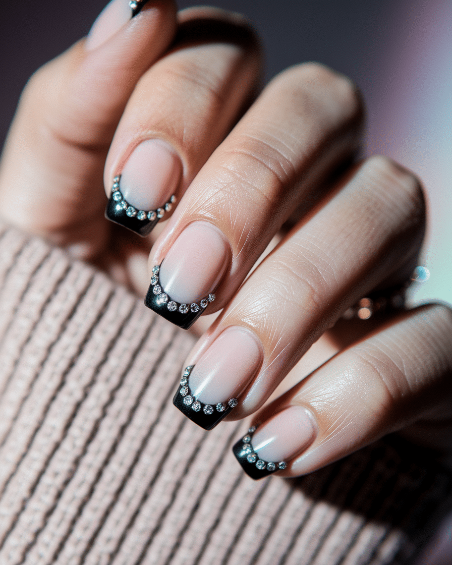 0007_3_a-close-up-photograph-captures-a-beautif_smJaB2oJTzqm-Aw6u6T89w_5ky51n2uRs-cLBgzR_ldUg Elegant Nail Design Ideas with a Bold Edge: Why Black French Tips Are Making a Statement