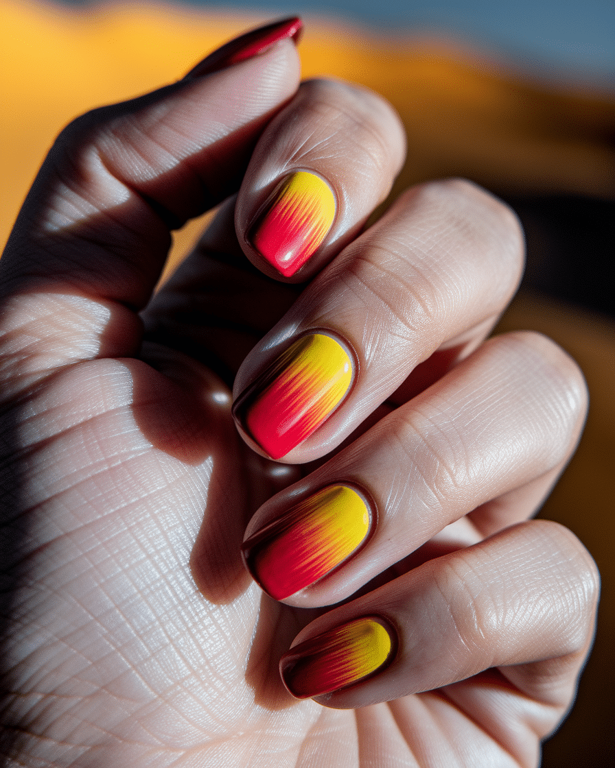 Ombre Coffin Nails That Glow Like a Summer Sunset