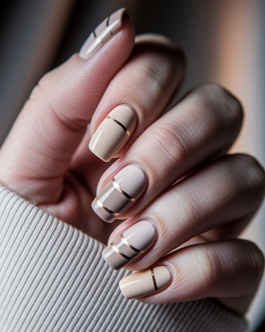 Elegant Neutral Nail Designs with a Nautical Twist