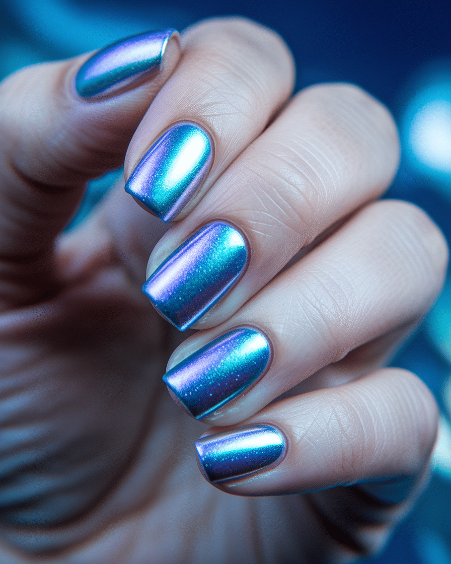 0007_3_a-close-up-photograph-of-a-hand-with-nai_ppsFjUwTQOaH9Hhiv8J7VA_8mqnc36QRy6eb2BeUTCbiQ Chrome Nail Designs for a Shiny Summer Manicure You’ll Love