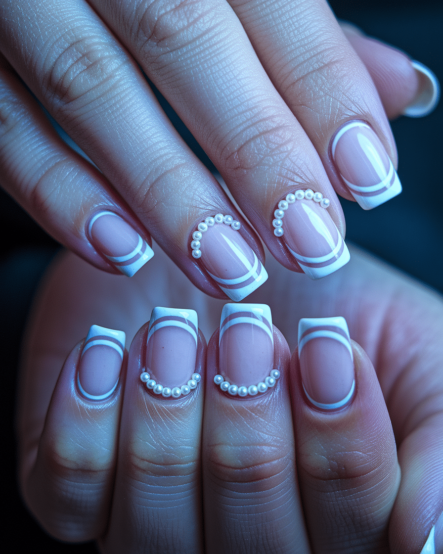 Elegant Nail Trends with Pearls and French Tips for a Timeless Look