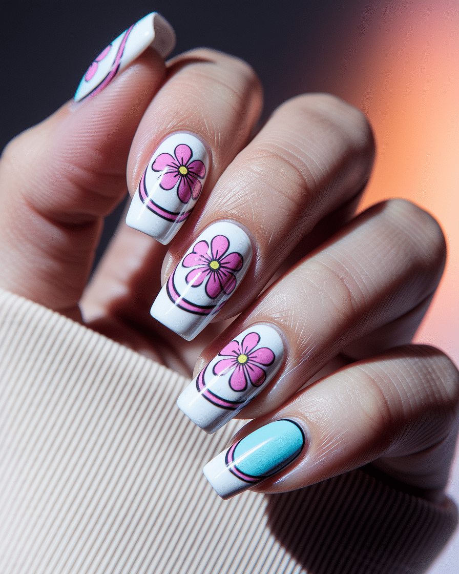 0009_3_in-a-close-up-photograph-a-hand-with-ele_ltLyOR-pRP2H0sJD1evD3w_dfKcvSo5Rm6WSYsbZzEeow Groovy Nail Art Ideas That Channel the Retro Vibe of the 60s