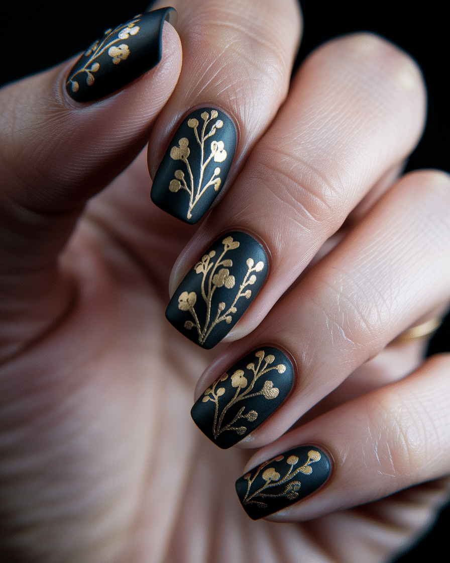 0009_4_a-close-up-photograph-captures-a-stunnin_pinFc1TdT0yhCWektzeZqw_VnGTe73zQVK72B6NLgiscA Golden Flower Nail Art Ideas for a Glamorous and Timeless Manicure