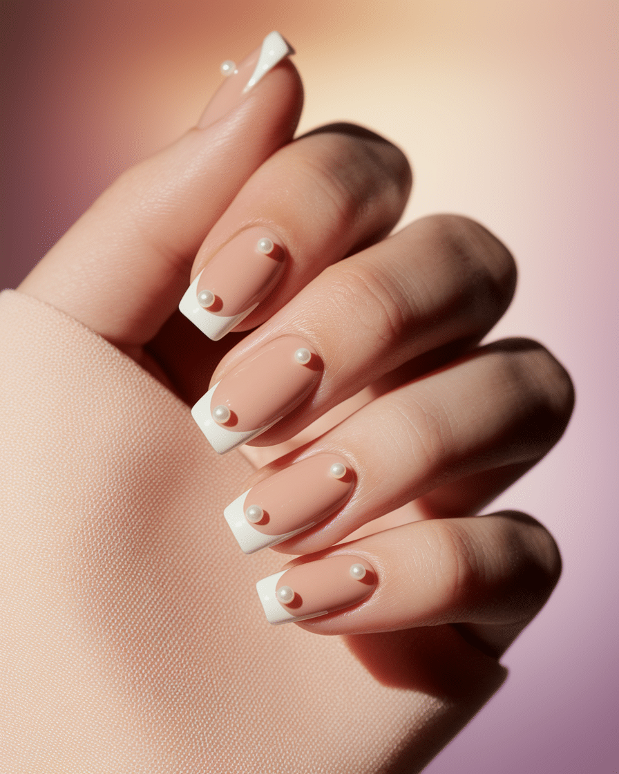 Elegant Nail Trends with Pearls and French Tips for a Timeless Look