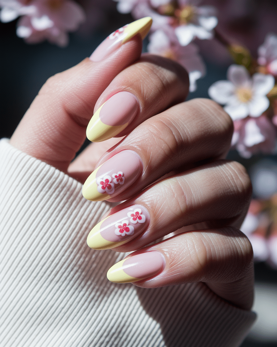 0010_2_a-close-up-photograph-captures-the-intri_X3lZwN9xTpKwlok-2qhE7g_CQtIPh3PTwOCRdBWqByj1Q_cover Floral French Tips for Short Almond Nails: Elegant Yellow and Red Designs to Try