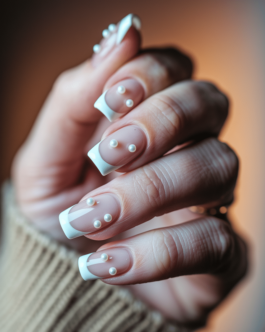 Elegant Nail Trends with Pearls and French Tips for a Timeless Look