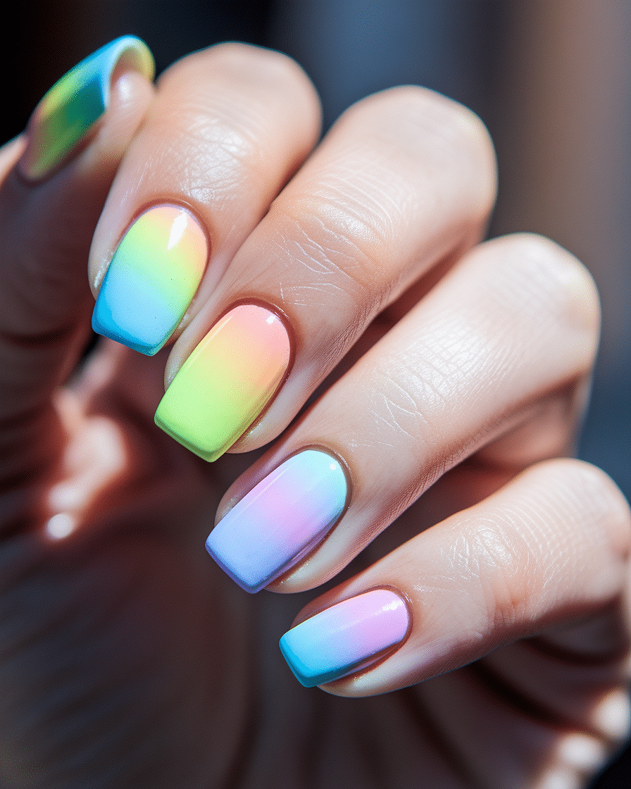 0011_2_a-close-up-photograph-captures-a-hand-wi_MwtLUeTDQsaiBgNEr0tfBQ_WapQKINESH6hRrEjlIbb1Q Bright and Trendy Nail Designs with Colorful Rainbow Tips