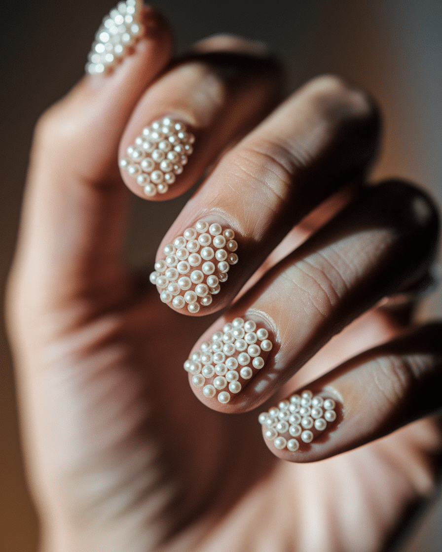 Elegant Nail Trends with Pearls and French Tips for a Timeless Look
